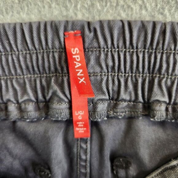 Spanx Jogger Pants Womens Large Gray Stretch Twill Cargo Zip Ankles Shaping - Picture 9 of 16